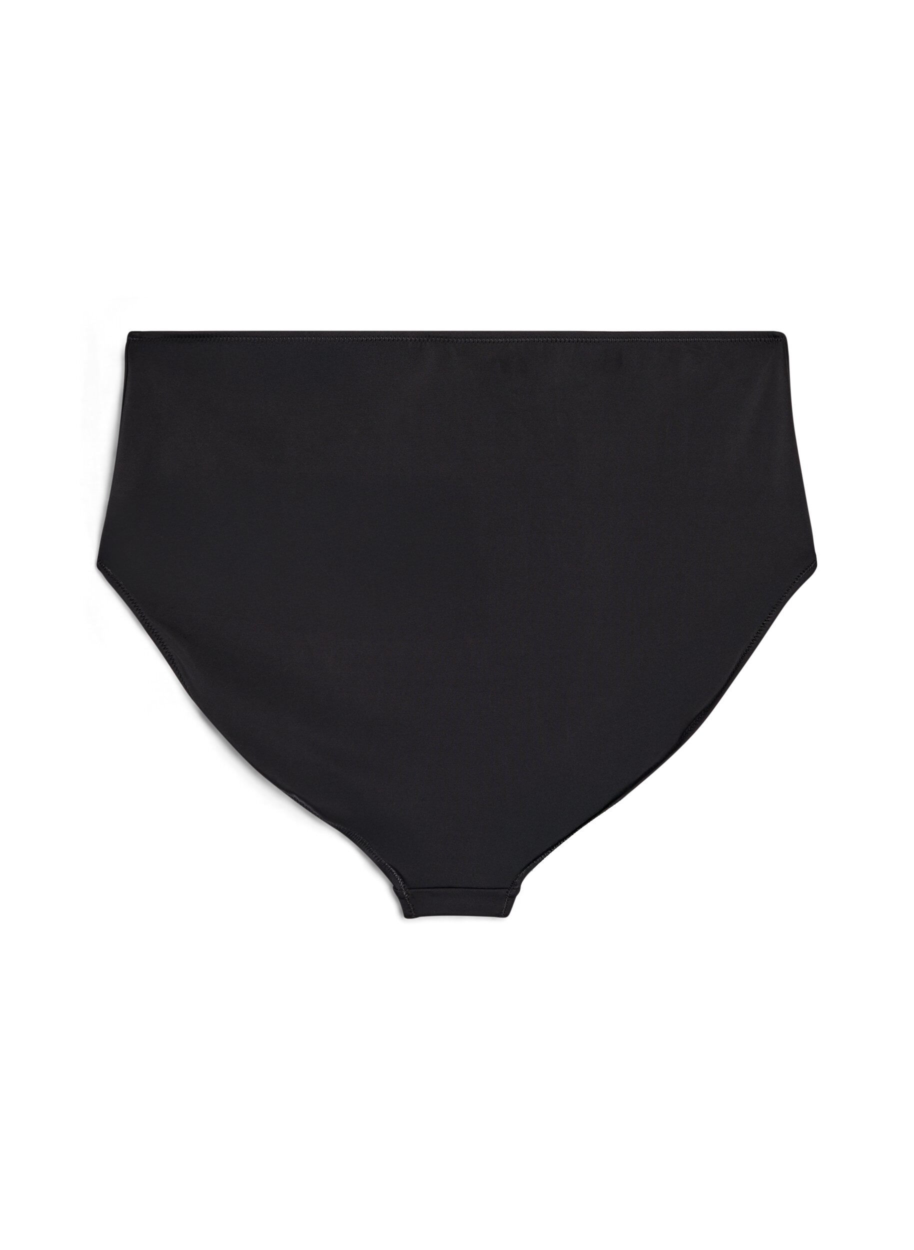 Zizzifashion Solid coloured high-waisted bikini bottom, Black, Packshot image number 1