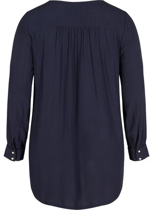 Viscose tunic with pearl buttons, Night Sky, Packshot image number 1