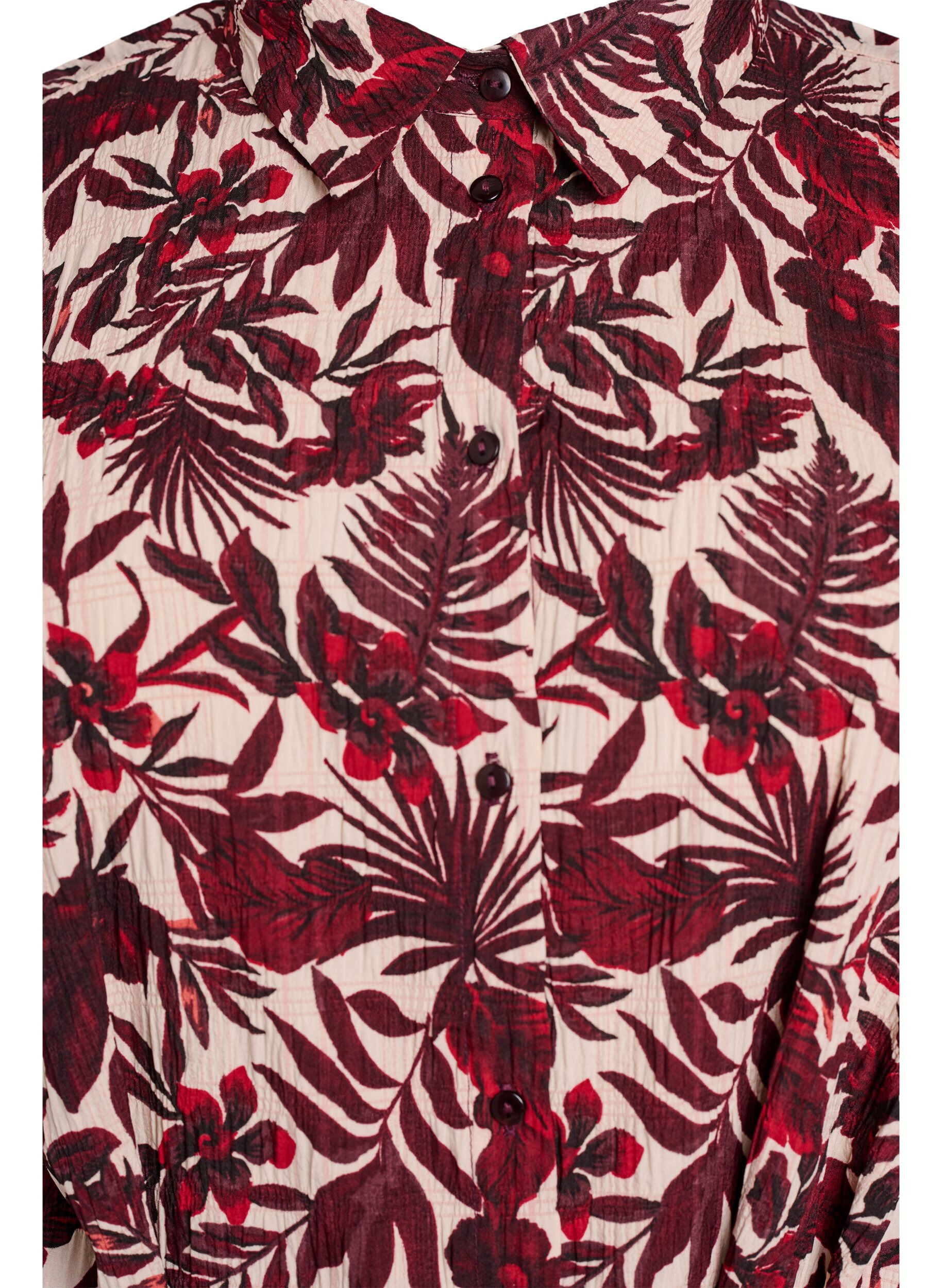 Zizzifashion Midi-length shirt dress with floral print, Red, Packshot image number 2