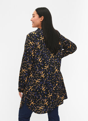 FLASH - Dotted tunic with long sleeves, Black Splash AOP, Model image number 1