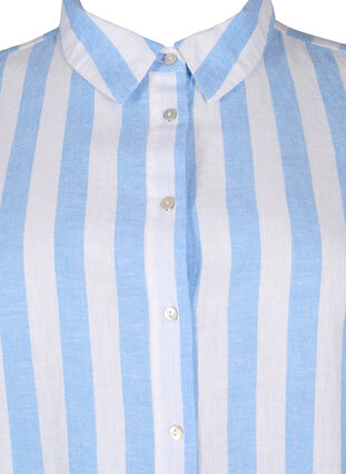 Long shirt in linen and cotton, Blue White Stripe, Packshot image number 2