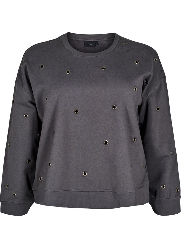 Sweatshirt with eyelets, Dark Grey, Packshot image number 0