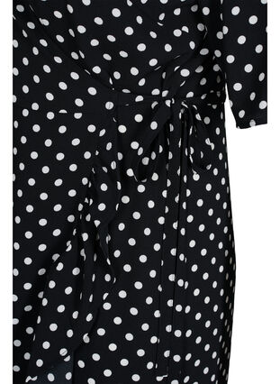 Printed short-sleeved wrap dress, Black Dot, Packshot image number 3