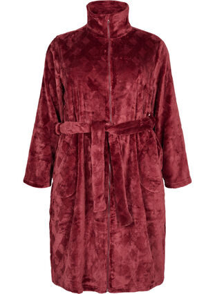 Dressing gown with zip and pockets, Rose, Packshot image number 0