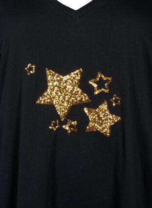 Cotton t-shirt with sequins, Black W. Star, Packshot image number 2