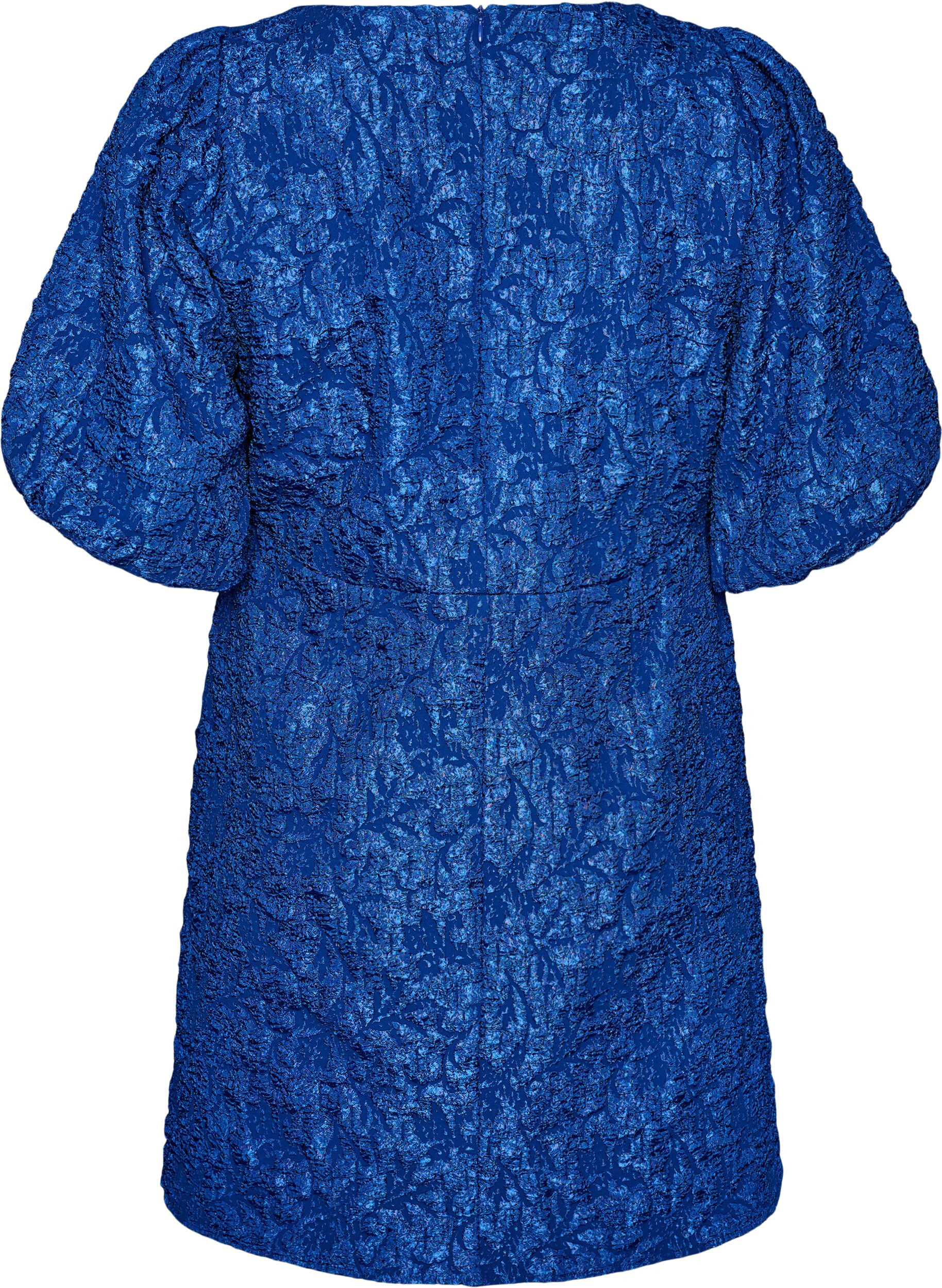 ZizzifashionJacquard dress with puff sleeves and A-line, Blue, Packshot image number 1