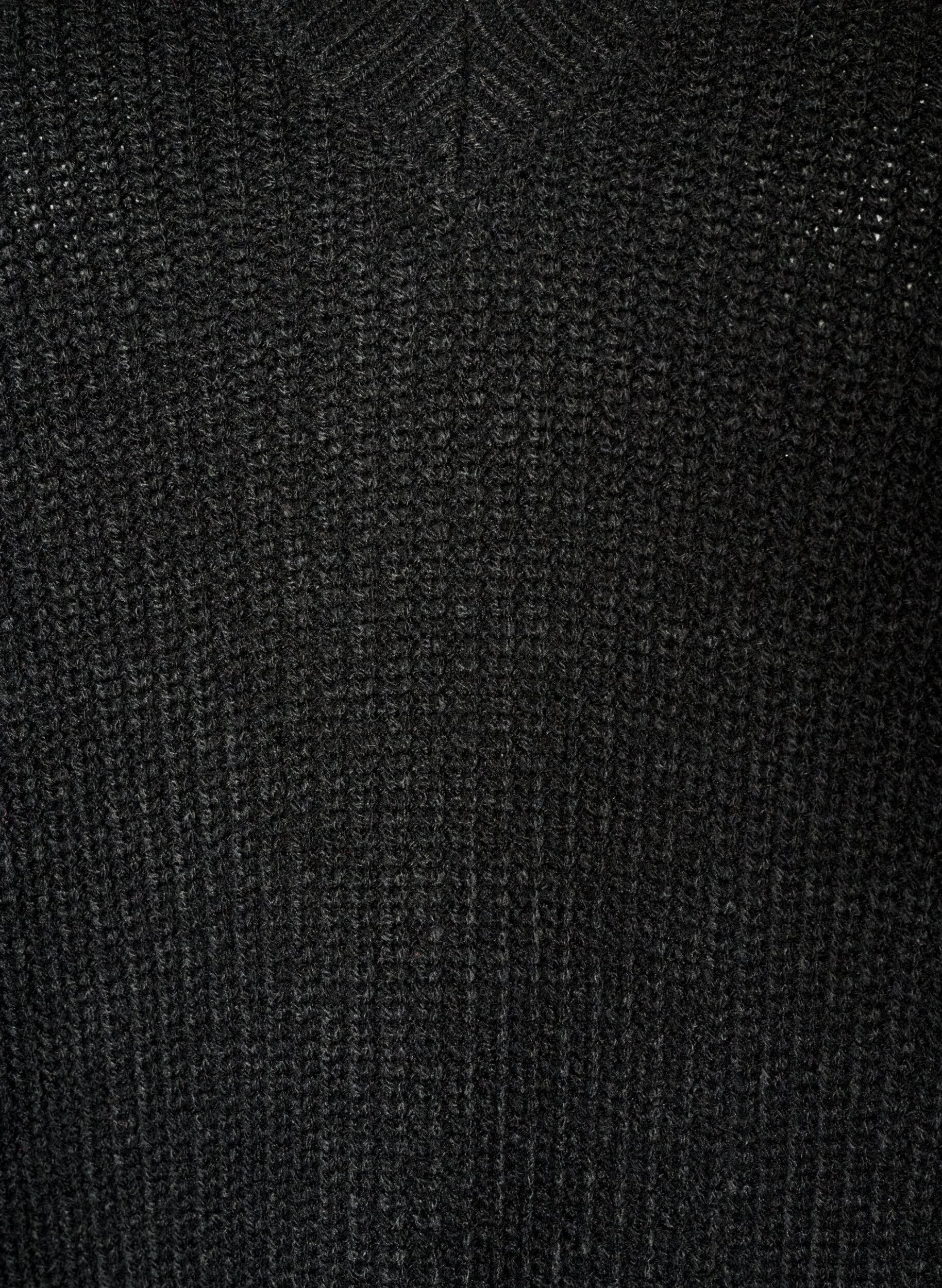 ZizzifashionLong rib-knit blouse with a V-neck, Black, Packshot image number 2