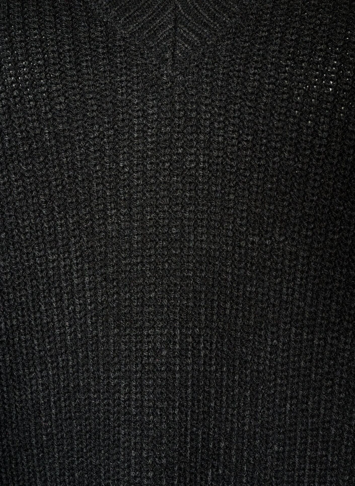 Long rib-knit blouse with a V-neck, Black, Packshot image number 2