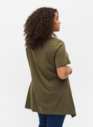 Short-sleeved cotton t-shirt with a-line, Ivy Green YES, Model image number 1