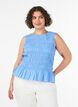 Smock top with boat neck and peplum hem, Blue, Model image number 0