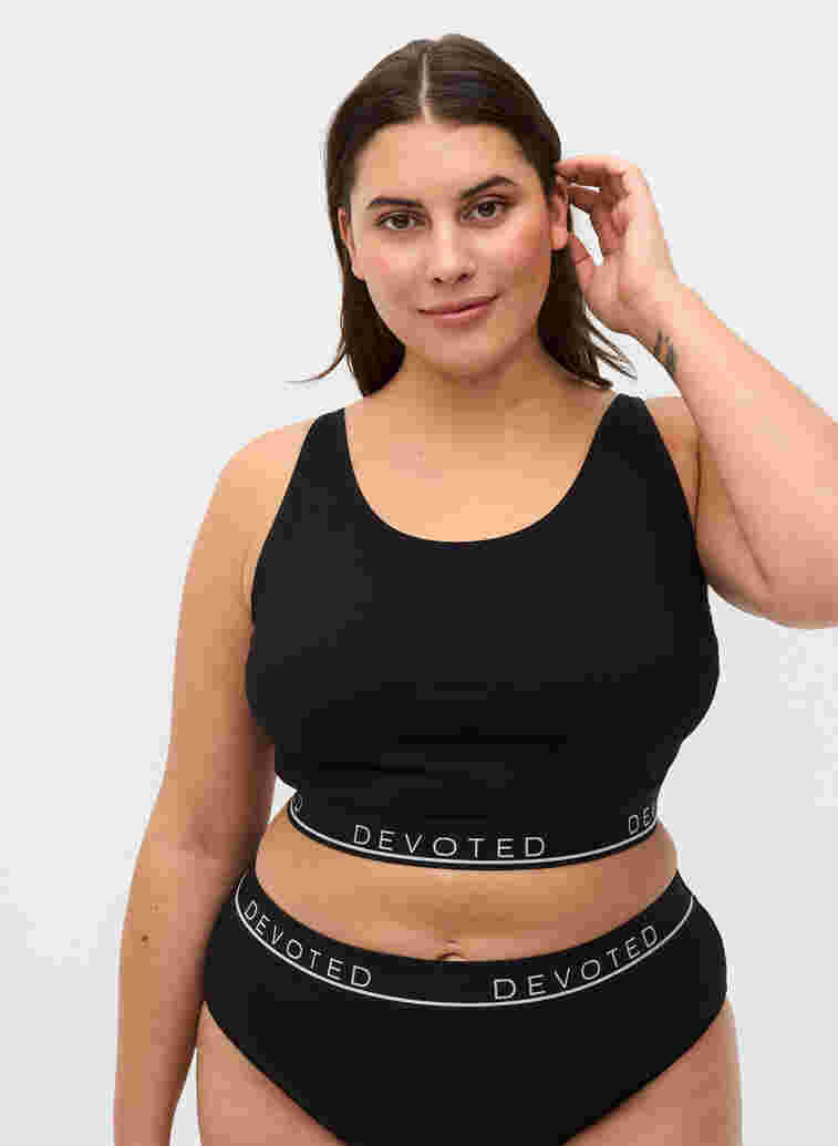 Cotton bra with adjustable straps, Black/Upper Font, Model image number 0
