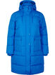 Long puffer jacket with pockets and hood, Blue, Packshot image number 0