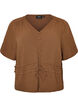 Blouse with texture and a tie-waist, Brown, Packshot image number 0