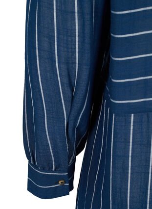 Long striped shirt in a viscose mix, Blue/White, Packshot image number 3
