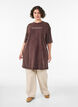 Loose T-shirt dress with a washed look, Brown, Model image number 1