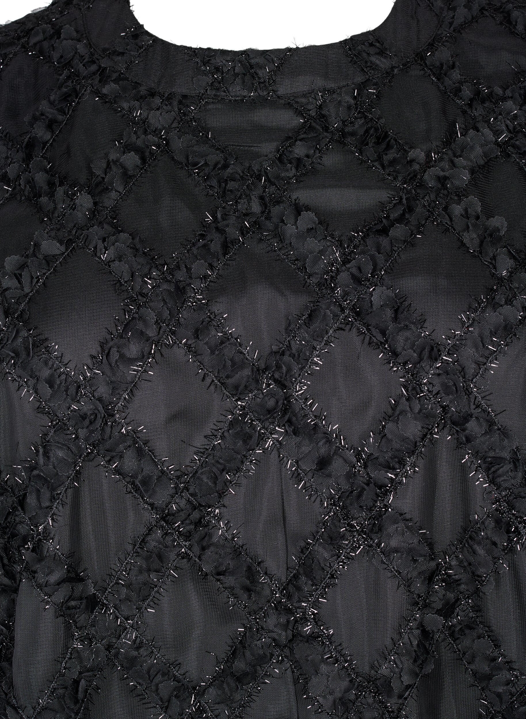 Zizzifashion Short textured dress, Black, Packshot image number 2