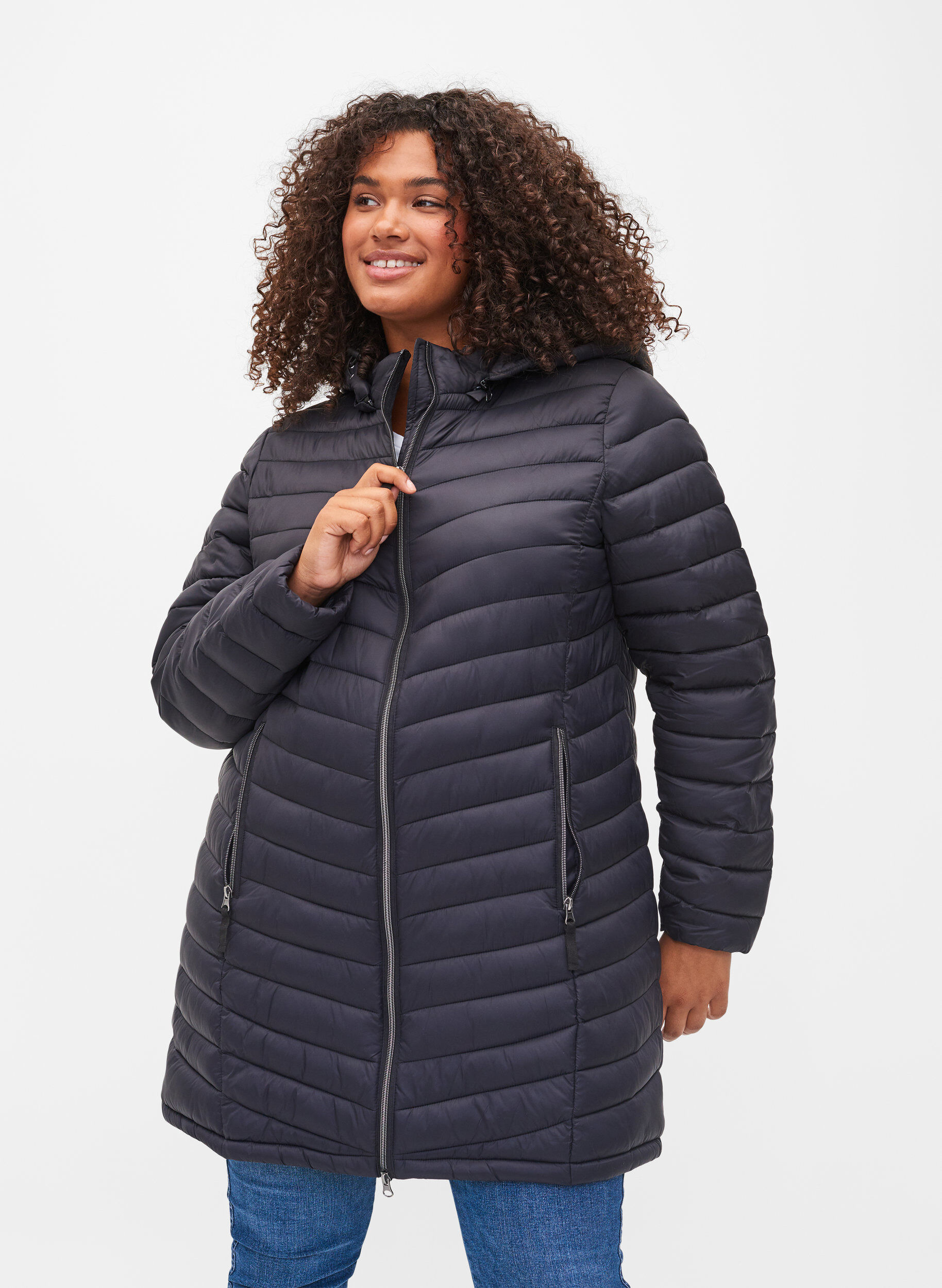 ZizzifashionLightweight jacket with pockets and detachable hood, Black, Model image number 0