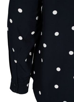 Patterned viscose blouse with long sleeves, Black Dot, Packshot image number 3