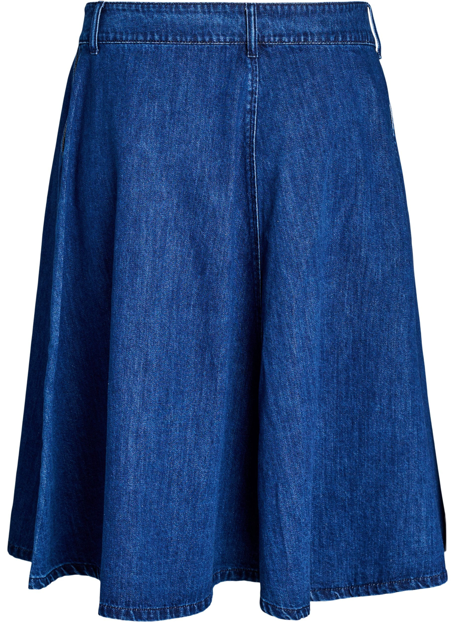 Zizzifashion A-line denim skirt with button fastening, Blue, Packshot image number 1