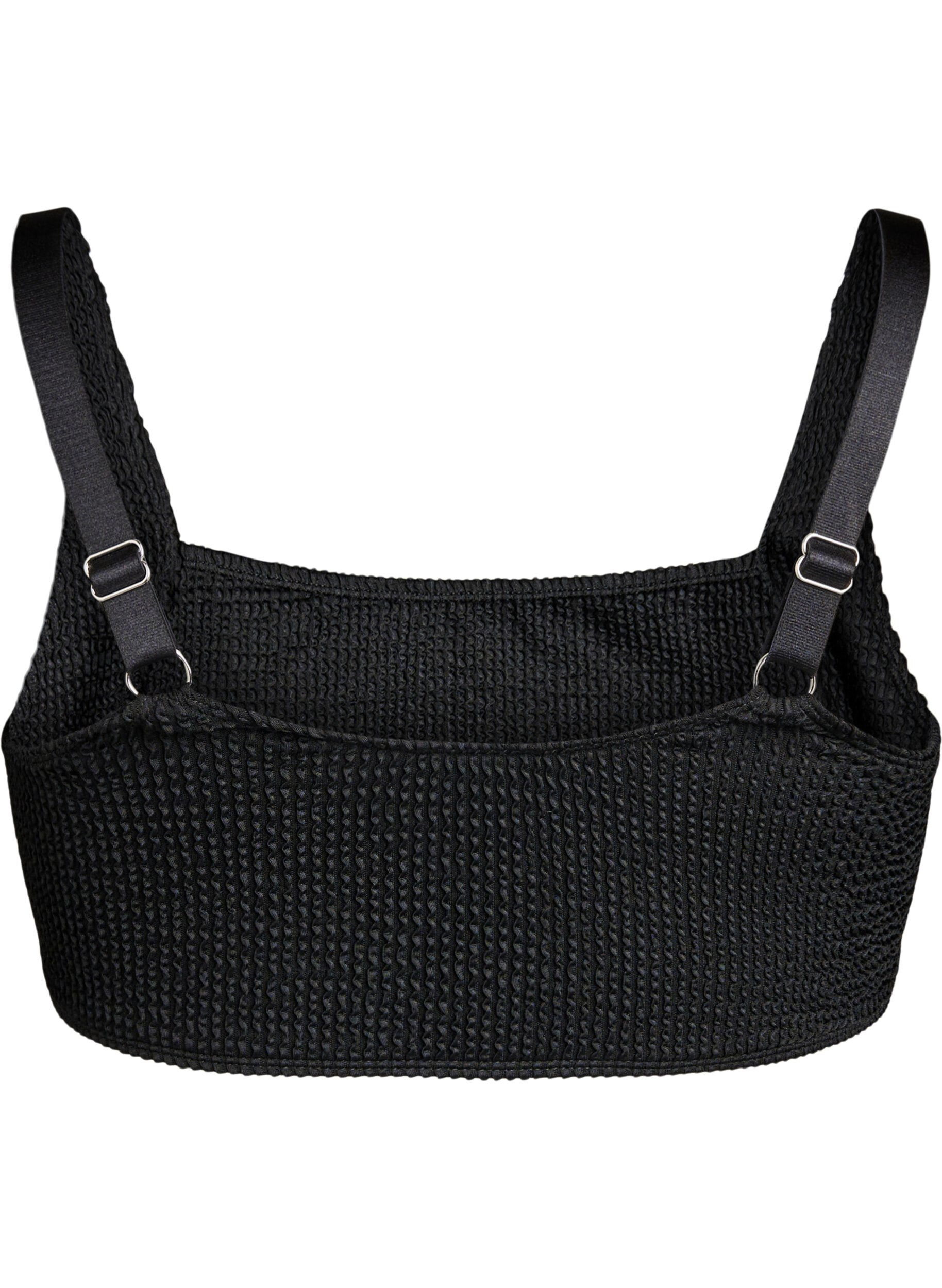 Zizzifashion Crepe bikini top with adjustable straps, Black, Packshot image number 1