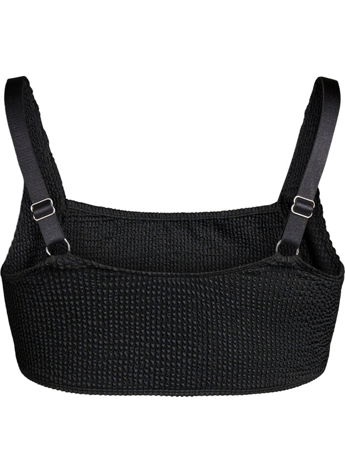 Crepe bikini top with adjustable straps, Black, Packshot image number 1