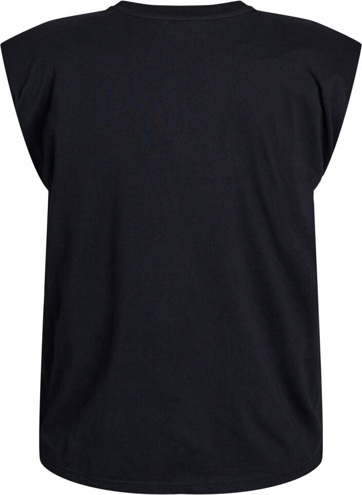 Sleeveless jersey blouse with shoulder pads, Black, Packshot image number 1