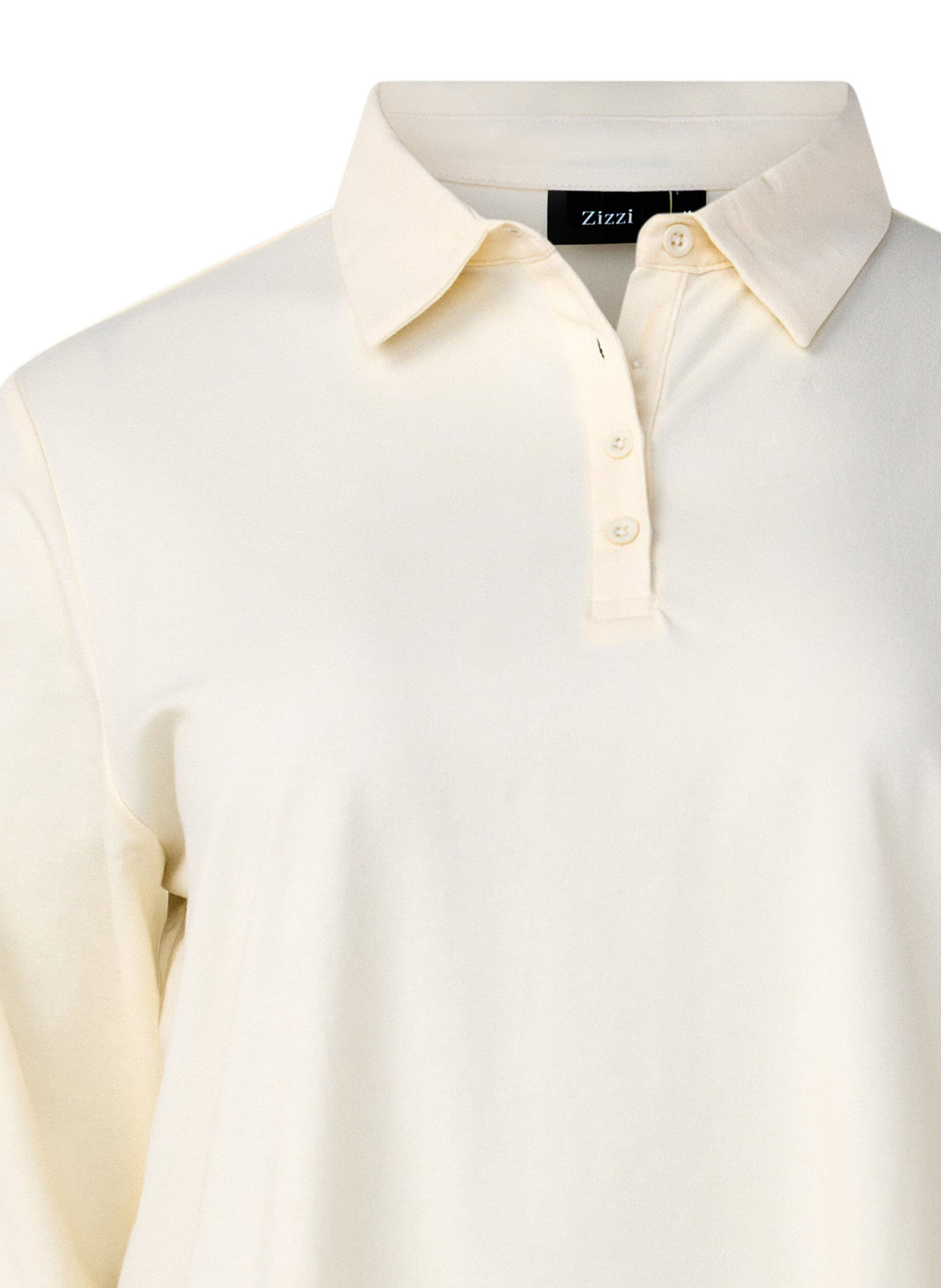 Zizzifashion Long-sleeved polo shirt, Vanilla, Packshot image number 2