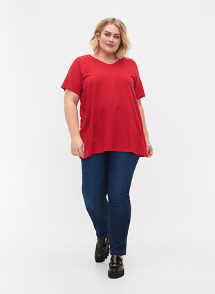 Short sleeve t-shirt with a-shape, Lipstick Red, Model image number 2
