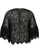 Lace blouse with long trumpet sleeves and ruffles, Black, Packshot image number 1
