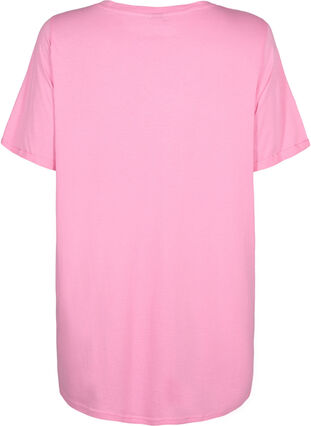 Single colour oversized t-shirt with v-neck, Rosebloom, Packshot image number 1