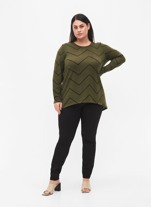 Patterned blouse with long sleeves, Army Zig Zag, Model image number 2