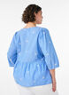 Cotton blouse with embroidered flowers and button fastening, Light Blue, Model image number 2