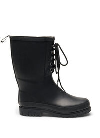 Wide fit rubber boot with laces