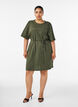 Cotton dress with broderie anglaise sleeves and a tie-waist, Green, Model image number 1