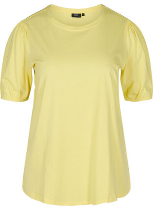 Cotton t-shirt with elbow-length sleeves, Pale Banana, Packshot image number 0