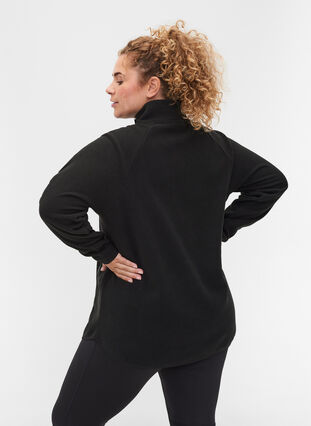 Fleece jacket with buttons and pockets, Black, Model image number 1