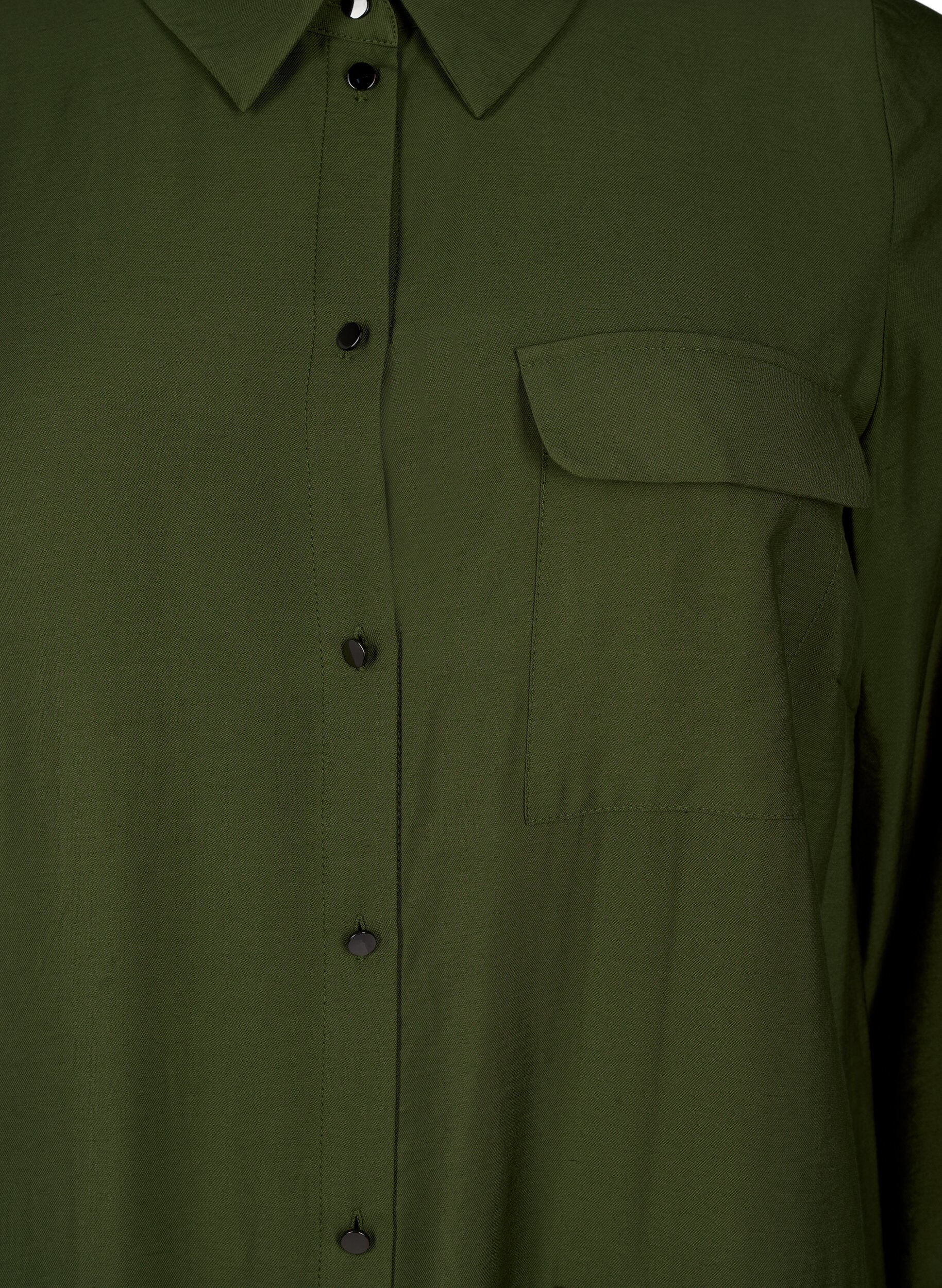 Zizzifashion Shirt dress with pockets, Winter Moss, Packshot image number 2