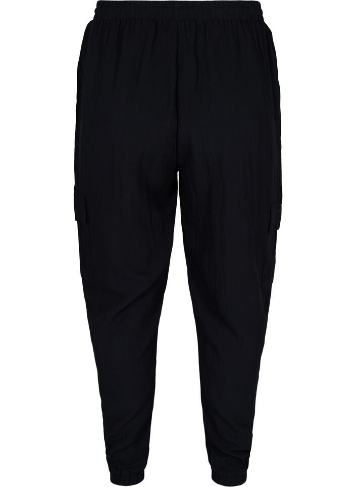 Loose cargo trousers in viscose, Black, Packshot image number 1