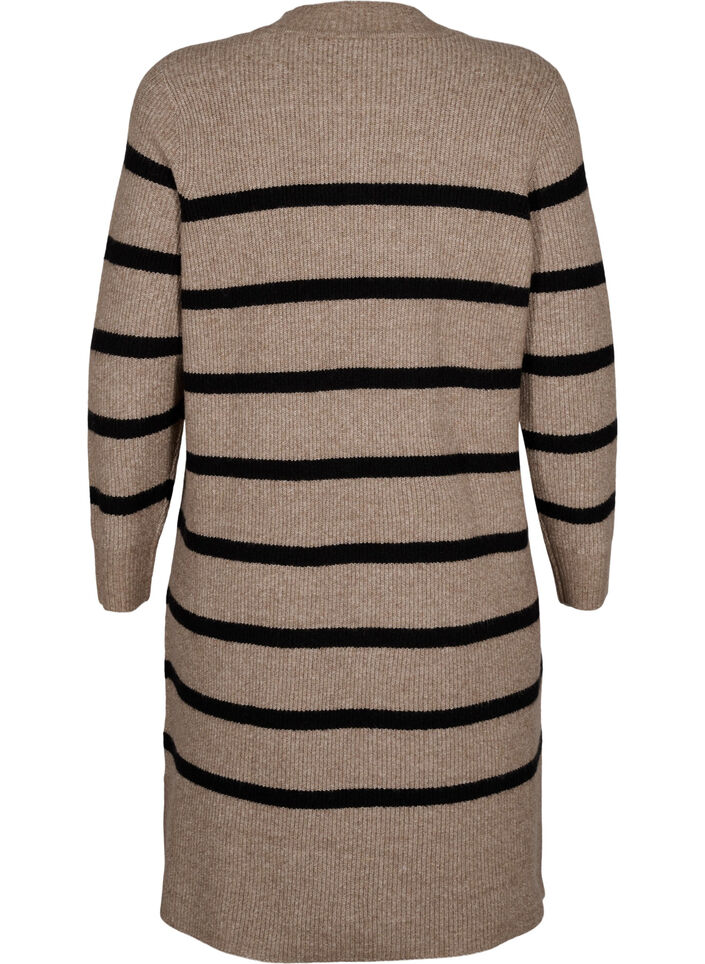 Long-sleeved knitted dress with stripes, Desert Taupe Comb, Packshot image number 1