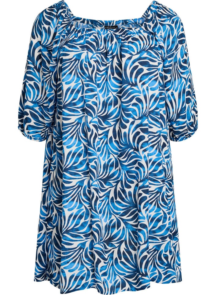 Beach dress in viscose with print, Blue, Packshot image number 0