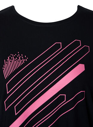 Short-sleeved training T-shirt with print, Black/Pink Print, Packshot image number 2