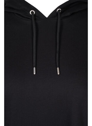 Sweatshirt hooded dress with 3/4 sleeves, Black, Packshot image number 2