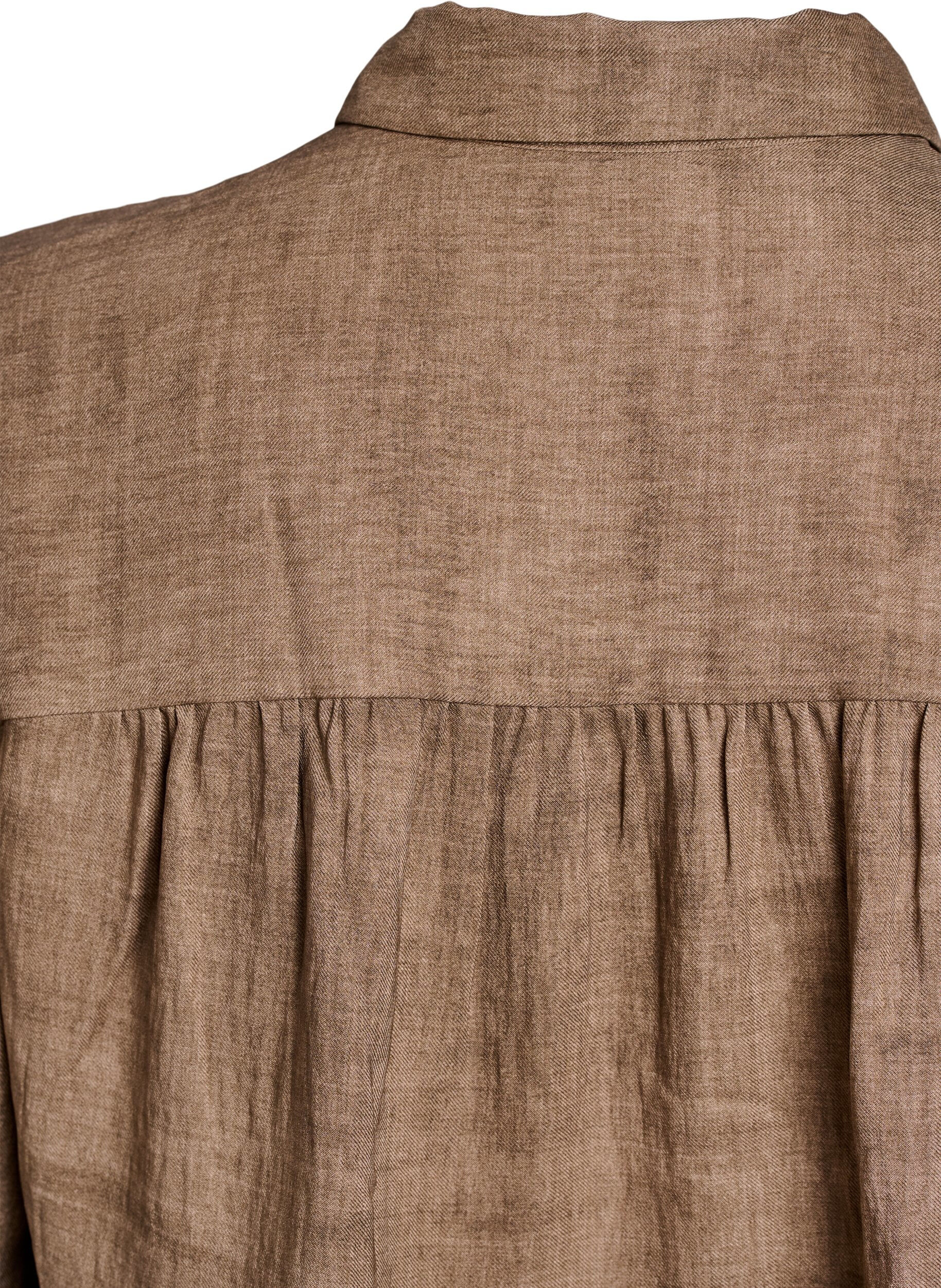 Zizzifashion Loose blouse with collar and buttons, Brown, Packshot image number 3