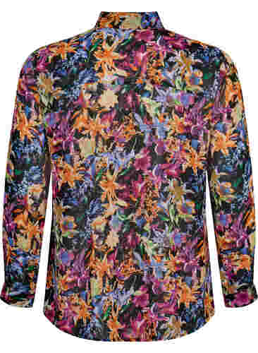 FLASH - Long sleeve shirt with floral print, Orange Pink Flower , Packshot image number 1