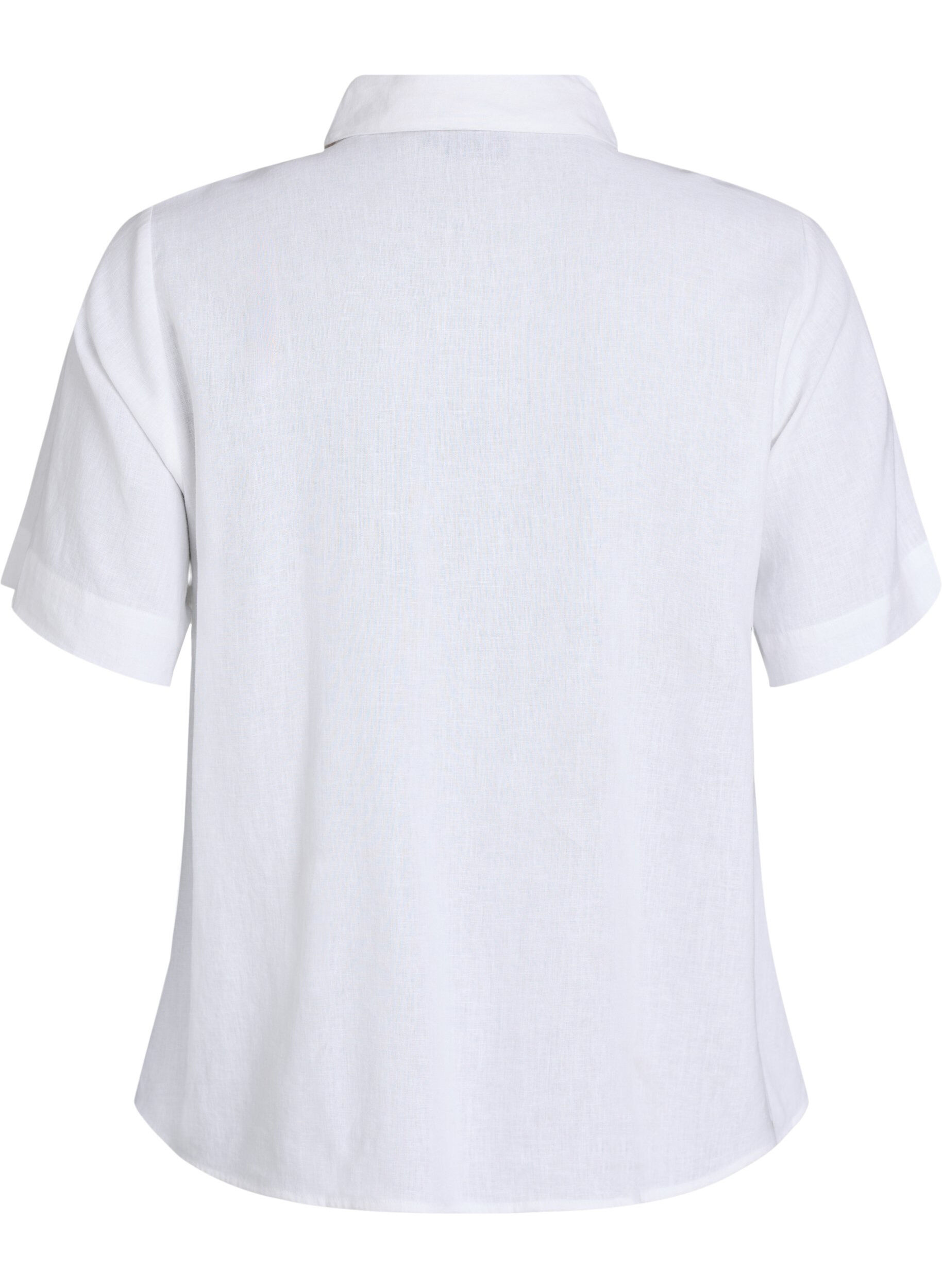 Zizzifashion Short-sleeved shirt in linen and viscose, White, Packshot image number 1