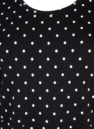Solid-color cotton dress with short sleeves, Black w. White Dot, Packshot image number 2