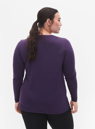 Long-sleeved training shirt, Purple Plumeria, Model image number 1