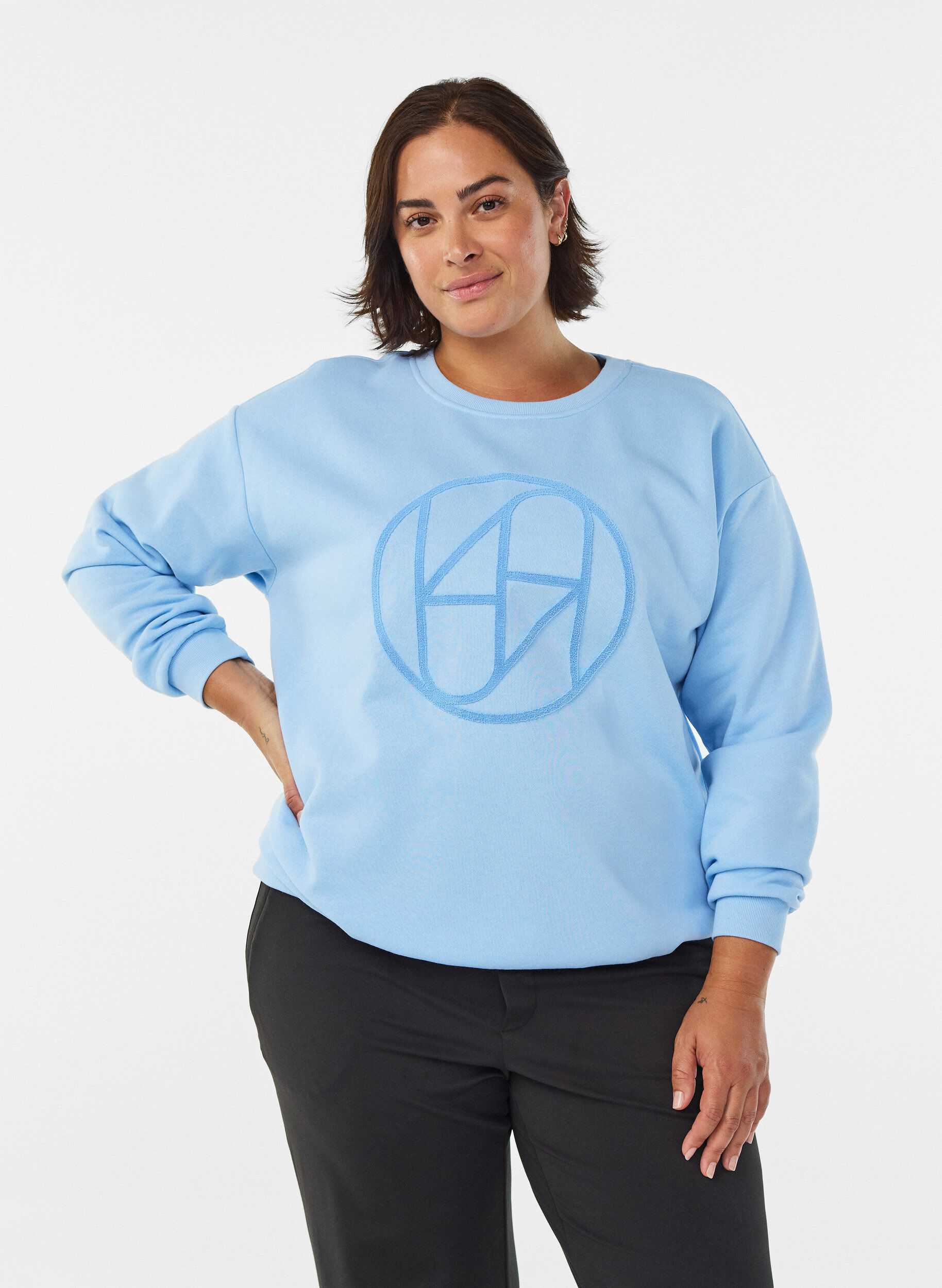 Zizzifashion Sweatshirt with terry logo, Light Blue, Model image number 0