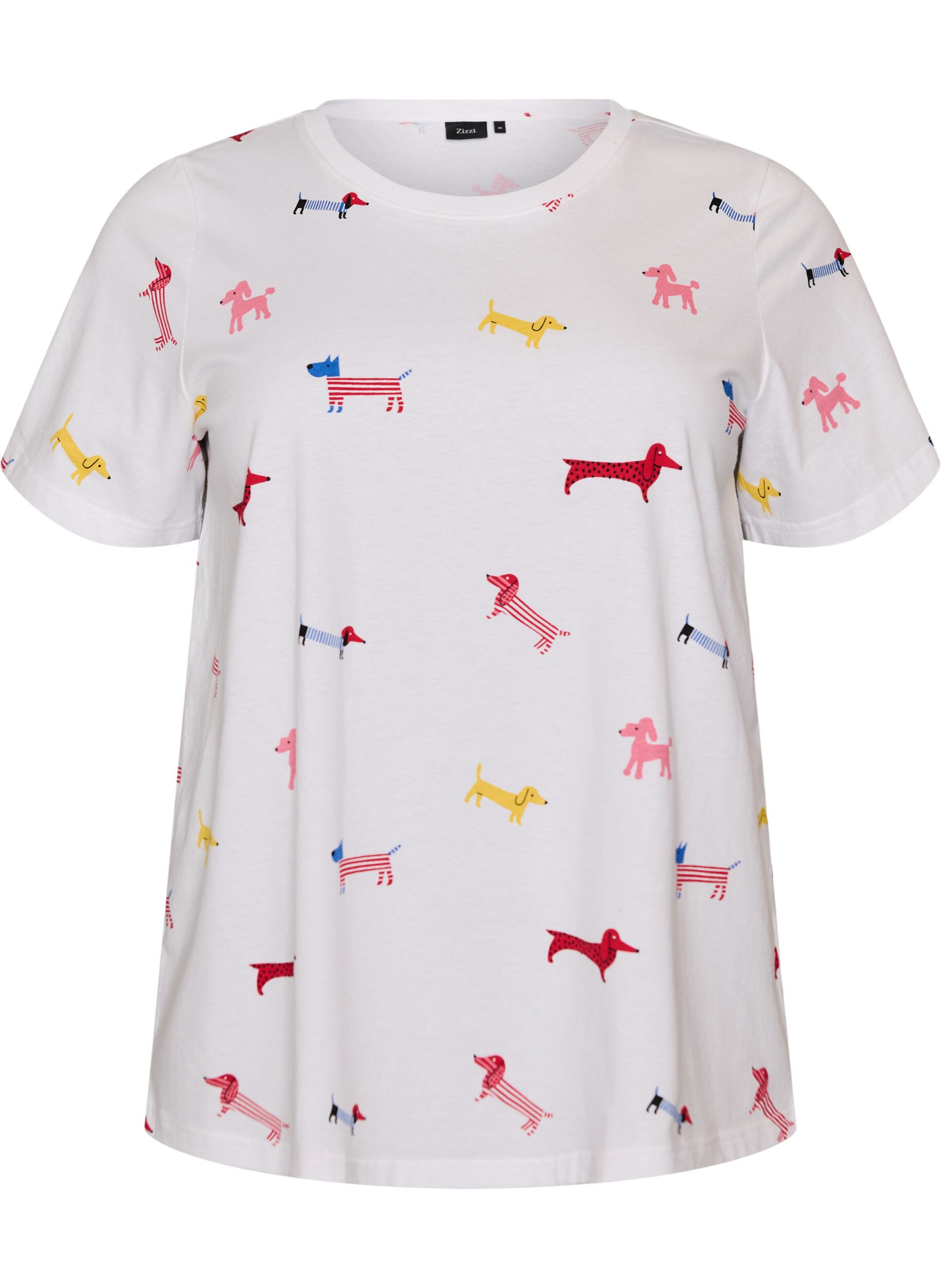 ZizzifashionCotton T-shirt with dog print, White, Packshot image number 0
