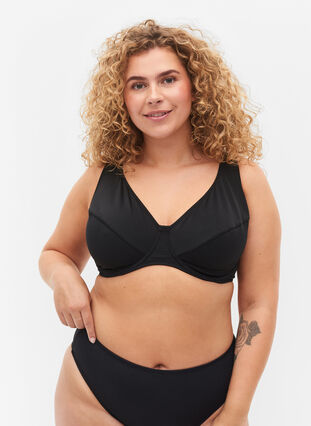 Bikini top with underwire, Black, Model image number 0
